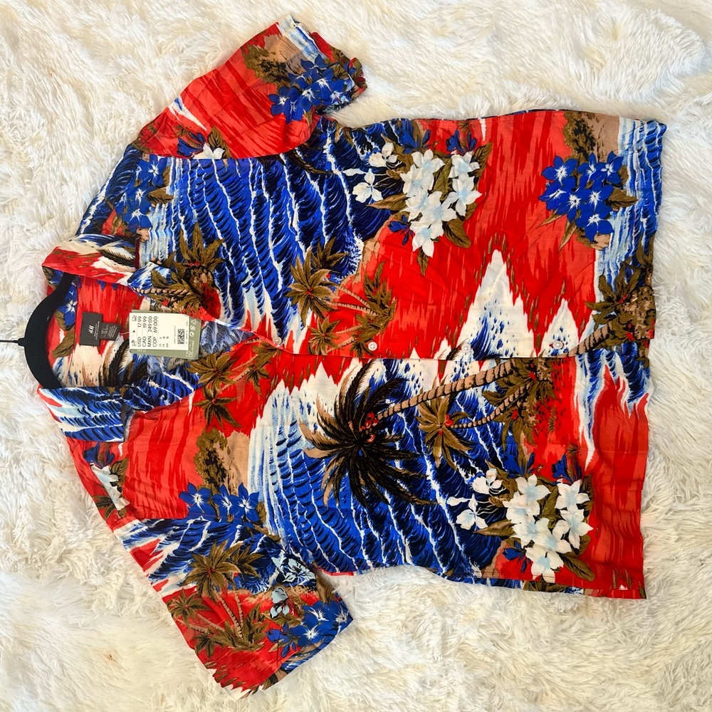 H&M Vibrant Hawaiian Shirt with Floral Design